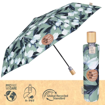 Umbrela automată pentru femei Perletti Green 19123, Lalele albe
