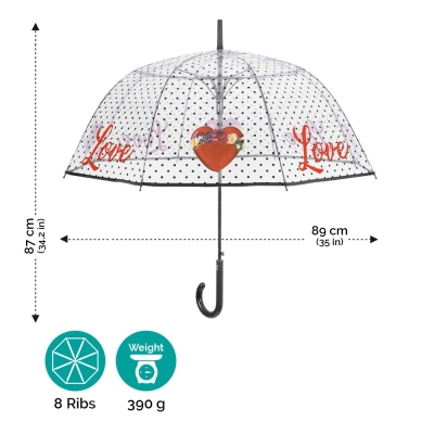 Umbrelă de golf automată transparentă pentru femei Perletti Time 26071 , Love
