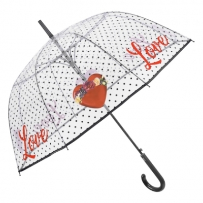 Umbrelă de golf automată transparentă pentru femei Perletti Time 26071 , Love