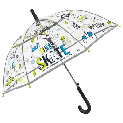 Umbrelă transparentă pentru copii Perletti CoolKids 15574 Free Skate
