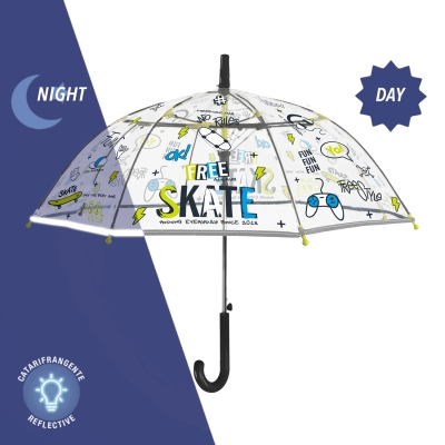 Umbrelă transparentă pentru copii Perletti CoolKids 15574 Free Skate