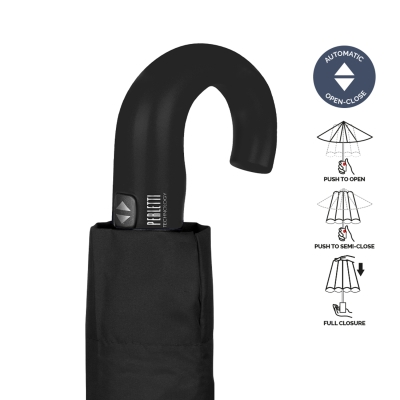 Umbrelă automată pentru bărbați Open-Close Perletti Technology 21730/ 118 cm, Negru