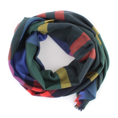Fine wool scarf Ma.Al.Bi. MAB554 65/5, 50x180 cm, Brown/Beige/Royal Blue