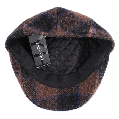Șapcă din lână pentru bărbați HatYou CP3500, Carouri maro
