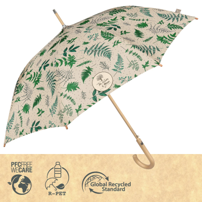 Дамски автоматичен голф чадър Perletti Green 19111, Зелени листа