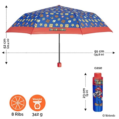 Umbrelă pliabilă pentru copii Perletti Kids Super Mario 75059