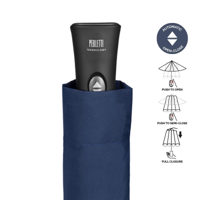 Umbrelă automată pentru bărbați Open-Close Perletti Technology 21670, Albastru inchis