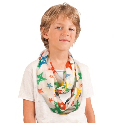 Kids' cotton scarf MESS SE0499, Red stars