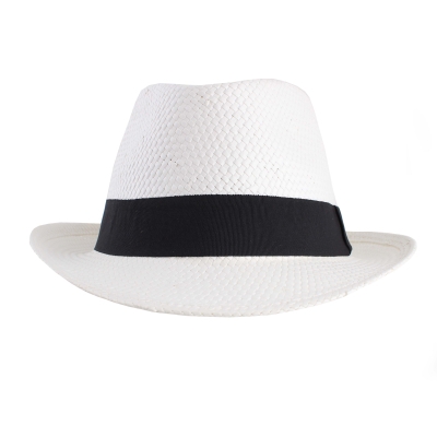 Мъжка лятна шапка тип трилби Fratelli Mazzanti FM 6863, Бял/Черна лента