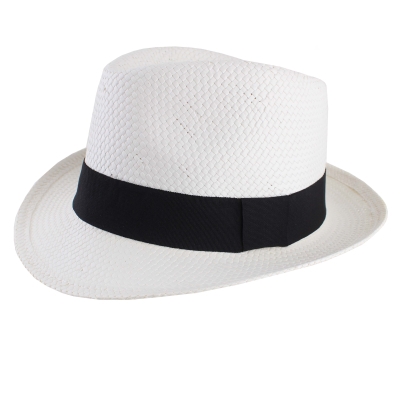 Мъжка лятна шапка тип трилби Fratelli Mazzanti FM 6863, Бял/Черна лента