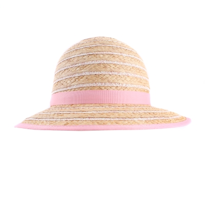 Ladies' Summer Raffia Hat Fratelli Mazzanti  FM 8138, Natural/Pink