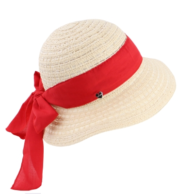 Ladies' summer hat HatYou CEP0423, Red ribbon