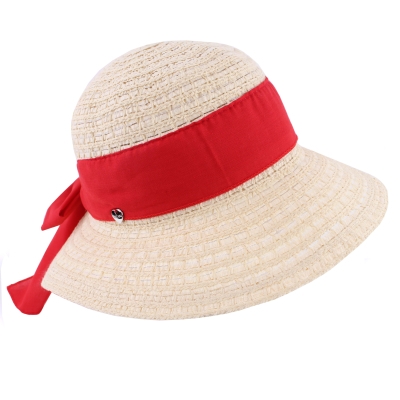 Ladies' summer hat HatYou CEP0423, Red ribbon