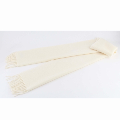 Solid color wool scarf Pulcra Livigno 30x150 cm, Ecru