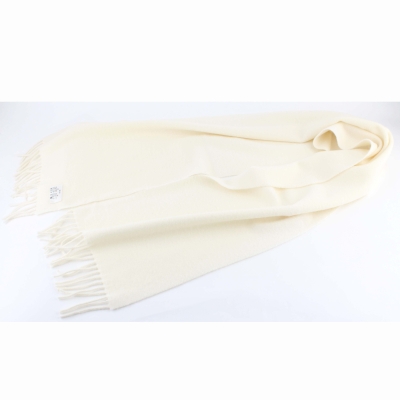 Solid color wool scarf Pulcra Livigno 30x150 cm, Ecru