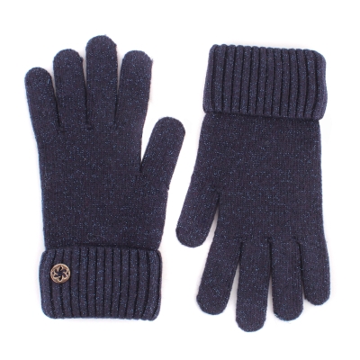 Ladies' Knit Lurex Gloves Granadilla JG5259, Dark Blue