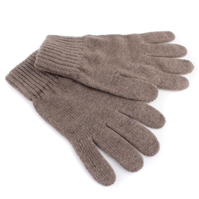 Men's knit gloves with cashmere HatYou GL0443, Brown-Grey