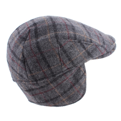 Șapcă de lână pentru bărbați cu cască pentru urechi HatYou CP4077, Carouri gri