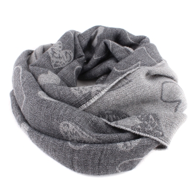 Ladies' winter scarf Pulcra Umberto, 58x190 cm, Grey/Hearts