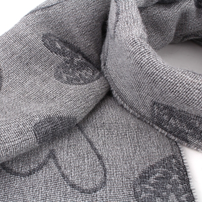 Ladies' winter scarf Pulcra Umberto, 58x190 cm, Grey/Hearts