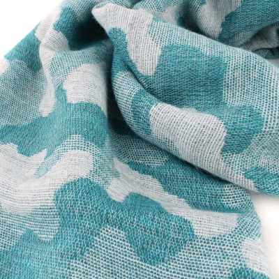 Ladies' winter scarf Pulcra Umberto, 58x190 cm, Turquoise/Camouflage