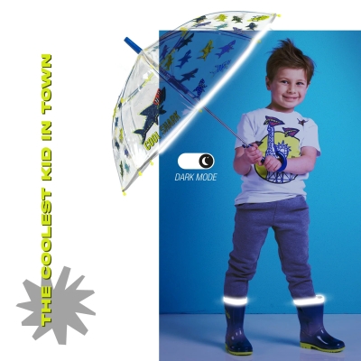 Umbrela pentru copii Perletti CoolKids Cool Shark 15609, Transparent