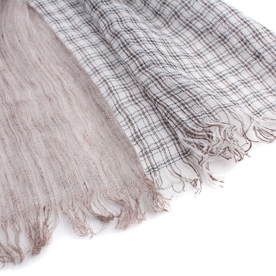 Summer linen-cotton scarf Pulcra Arc 23, Brown