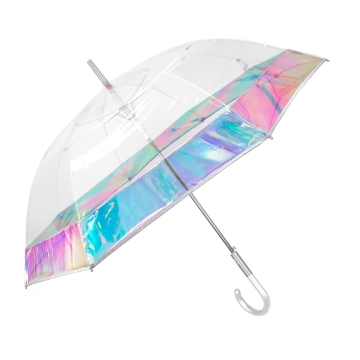 Ladies' automatic transparent golf umbrella Perletti Time 26100, Shining