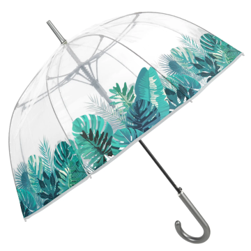 Umbrelă de golf automată transparentă pentru femei Perletti Time 26271, Frunze tropicale