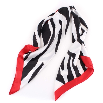 Square scarf HatYou SE1036, 69x69 cm, Zebra/Red