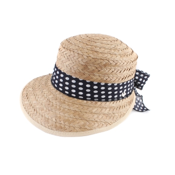 Ladies' Straw Hat HatYou CEP042, Navy Blue/Dots