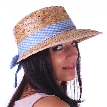 Pălărie de paie pentru femei HatYou CEP0425, Pătrat albastru deschis