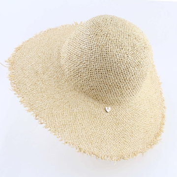 Дамска лятна широкопола шапка HatYou CEP0824, Натурален/Златист