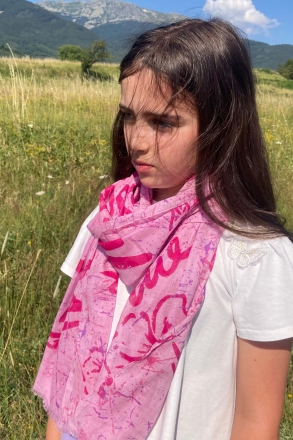 Kid's cotton scarf HatYou SE0661, 50x160 cm, Pink