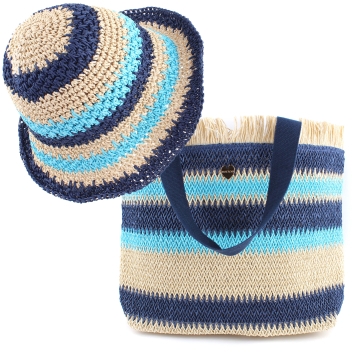 Summer Set  Hat and Beach Bag HatYou BP0300&CEP0822, Blue
