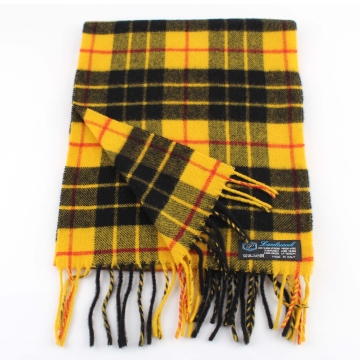 Wool scarf Pulcra Tartan, 30x168 cm, Yellow-black