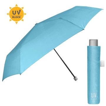 Umbrelă de dama Extra Slim cu protecție UV50 Perletti Time 26409, Albastru pastel