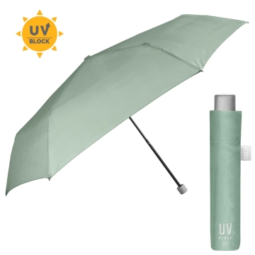 Umbrelă de dama neautomată Extra Slim cu protecție UV50 Perletti Time 26409, Verde pastel