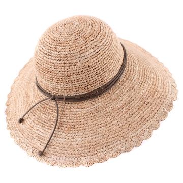 Pălărie din rafie cu boruri late pentru femei Fratelli Mazzanti FM 8135, Natural/Negru
