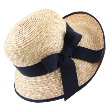 Ladies' straw hat Fratelli Mazzanti FM 7498, Natural/Black Band