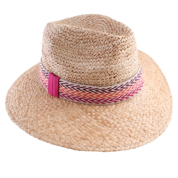 Pălărie Rafia Fedora de vară Fratelli Mazzanti FM 8681, Natural/Panglică albastră