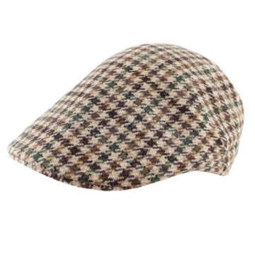Șapcă de lână pentru bărbați JailJam JA4706, bej-verde cu model houndstooth