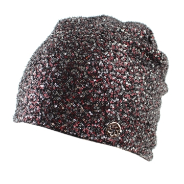 Дамска зимна шапка с пайети Granadilla JG5608, Бордо/Сребрист