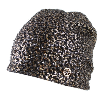 Дамска зимна шапка с пайети Granadilla JG5608, Черен/Златист