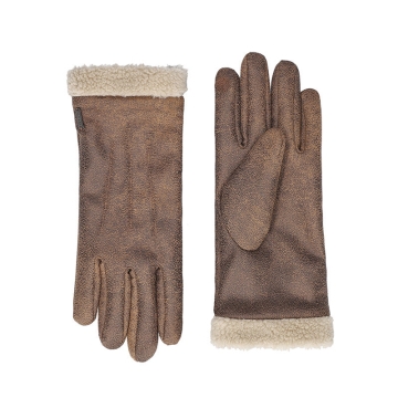 Мъжки ръкавици имитация на  агнешка кожа HatYuo GL1608, Кафяв