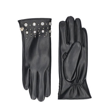 Mănuși damă din material textil cu manșetă HatYou GL1604, Bej