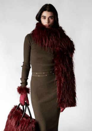 Комплект пухкав шал и ръкавици HatYou SI2899&GL1592, Бордо