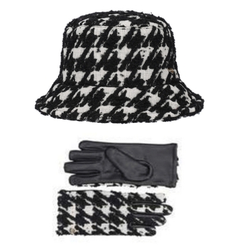 Комплект шапка и ръкавици HatYou CP4143&GL1525, Черно-бял 