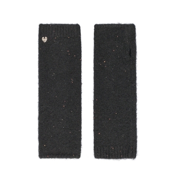 Sleeve-style gloves made of recycled yarn with lurex and sequins HatYou GL1602, Black