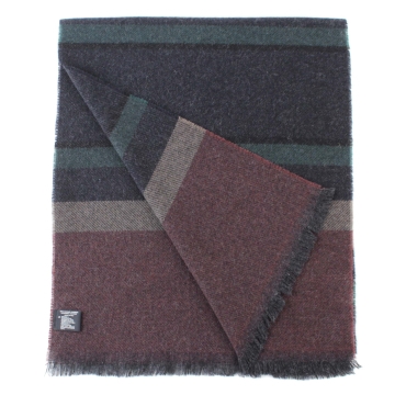 Фин кашмирен шал Ma.Al.Bi. MAB836 105/4, 37x180 см, Бордо-синьо райе